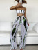 conjunto de tres piezas de bikini transparente a rayas con volantes y cintura alta NSCSY122801