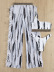 high waist single-shoulder sling striped mesh Tankini three-piece set NSCSY122803