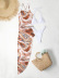 print mesh backless hanging neck slit bikini three-piece set NSCSY122805