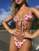 conjunto de dos piezas de bikini floral con cintura alta y cordones NSCSY122813