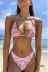 print hanging neck backless lace-up high waist bikini two-piece set NSCSY122814