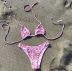 conjunto de dos piezas de bikini de cintura alta con cordones y espalda descubierta con cuello colgante y estampado NSCSY122814