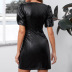 black short-sleeved pleated short dress  NSGHF122913
