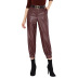 high-waist brown haren Leather Pants NSGHF122915