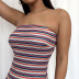 sexy striped sleeveless word-neck short tight dress  NSGHF122921