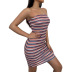 sexy striped sleeveless word-neck short tight dress  NSGHF122921