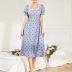 loving heart polka dot print short-sleeved lace edge square neck Dress  NSGHF122924