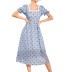 loving heart polka dot print short-sleeved lace edge square neck Dress  NSGHF122924