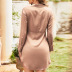 solid color long-sleeved lapel lace-up shirt dress  NSGHF122945