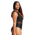 plus size solid color mesh stitching one-piece swimsuit  NSYLH122967