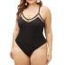 plus size mesh stitching color matching one-piece swimsuit NSYLH122971