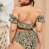 traje de baño dividido en color liso con estampado de leopardo NSYLH122975
