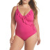 plus size solid color cross ruffled one-piece swimsuit NSYLH122977