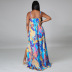 tropical print v-neck high slit sexy sling beach dress  NSHBG123042