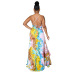 color matching deep V backless high slit beach sling long dress  NSHBG123044