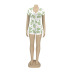 avocado printing short-sleeved v-neck tight jumpsuit shorts  NSHBG123051