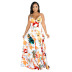 floral print low-cut sling beach long dress NSHBG123066