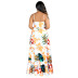 floral print low-cut sling beach long dress NSHBG123066