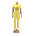 solid  color short-sleeved mesh stitching t-shirt and high-waist pants two-piece set NSHBG123067