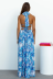 blue floral halterneck backless long dress NSLAY123187