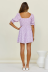 purple square neck polka dot short-sleeved slim short dress NSLAY123185