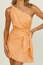 orange slim single-breasted off-shoulder knotted short dress NSLAY123184
