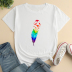 Colorful Feather Print Loose short sleeve T-Shirt multicolors NSYAY128128