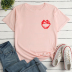 lip print loose fit short sleeve T-shirt NSYAY123454