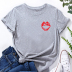 lip print loose fit short sleeve T-shirt NSYAY123454