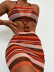 sling backless hanging neck striped three-piece swimsuit NSCMB117118