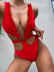 fungus edge backless deep v solid color one-piece swimsuit NSCMB117119