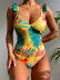 printing backless fungus edge low-cut one-piece swimsuit NSCMB117128