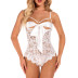 bow sling solid color lace perspective one-piece underwear NSFQQ117158