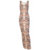 printed U-neck sleeveless slim mid-length dress NSHTL117199