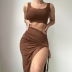 solid color tube top top slim slit skirt set NSHTL117203