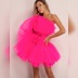 tube top bow Puffy solid color mesh dress NSJLL117219