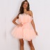 tube top bow Puffy solid color mesh dress NSJLL117219