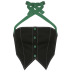 buttons Contrasting color hanging neck backless lace-up slim vest NSGWY123144