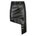 irregular high waist slim solid color PU leather skirt NSGWY123150