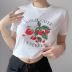 strawberry print short-sleeved round neck slim short T-shirt NSGWY123154