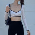 long sleeve low-cut backless slim short color matching top NSGWY123156