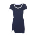 stitching short-sleeved round neck slit slim color contrast dress NSGWY123162