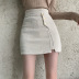 high waist stitching small slit solid color corduroy skirt NSGWY123164