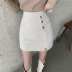 high waist stitching small slit solid color corduroy skirt NSGWY123164