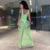 solid color see-through fishnet high waist slim dress NSLHC123203