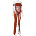 pantalones de pierna ancha con abertura en el cuello de una palabra de malla de color sólido NSLHC123205