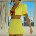 solid color short-sleeved crop cardigan miniskirt two-piece set NSLHC123207