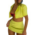 solid color short-sleeved crop cardigan miniskirt two-piece set NSLHC123207