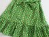 green geometric printed long-sleeved lace-up ruffled hem shirt dress  NSAM123231