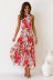 sleeveless off-shoulder printing high-collar lace-up beach dress NSAM123236